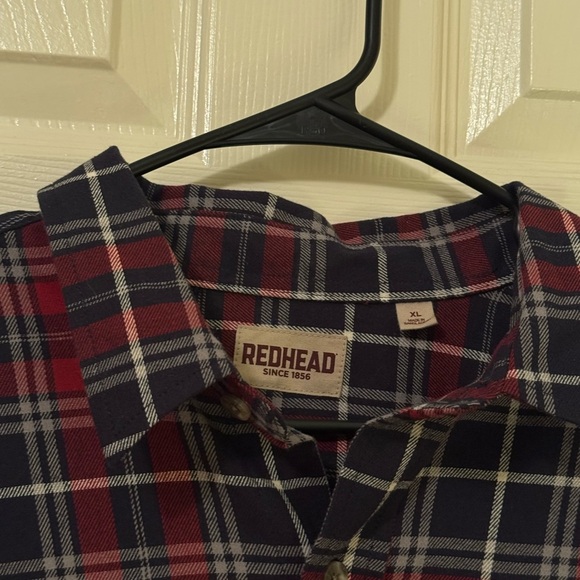 RedHead Men's Casual Plaid Shirt - Red and Navy 100% cotton - Picture 4 of 8